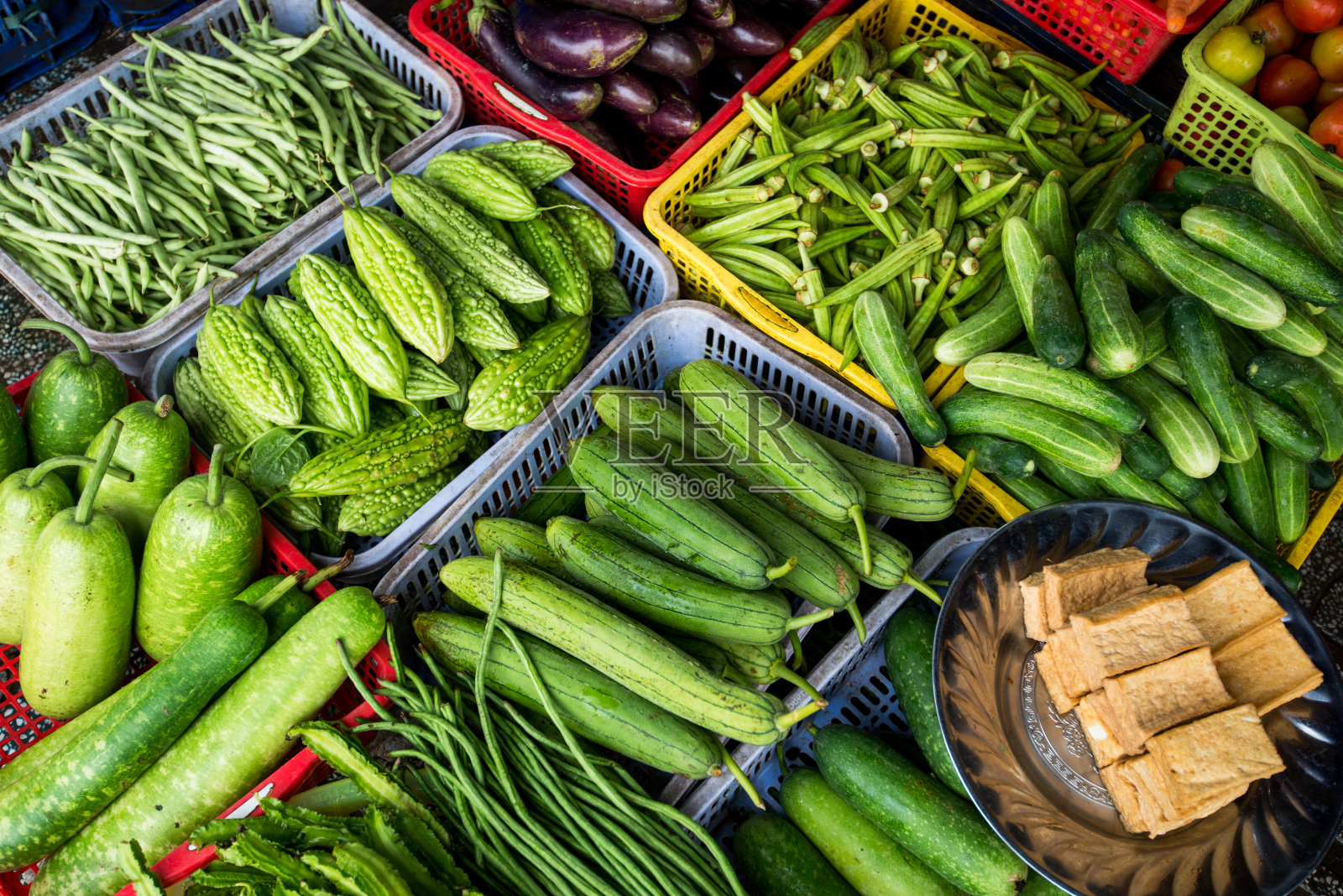 蔬菜蔬菜市场的农产品在亚洲照片摄影